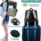 Dog Travel Bag Backpack, Airline Approved Dog Bags for Traveling, Puppy Diaper Bag Supplies, Pet Camping Essentials Hiking Accessories Dog Gift, Food Container, Collapsible Bowls, Stripe Black